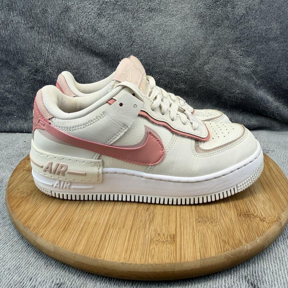 Nike Air Force 1 Shadow AF1 Shoes Womens Size 7 White Pink Sneakers DZ1847-001